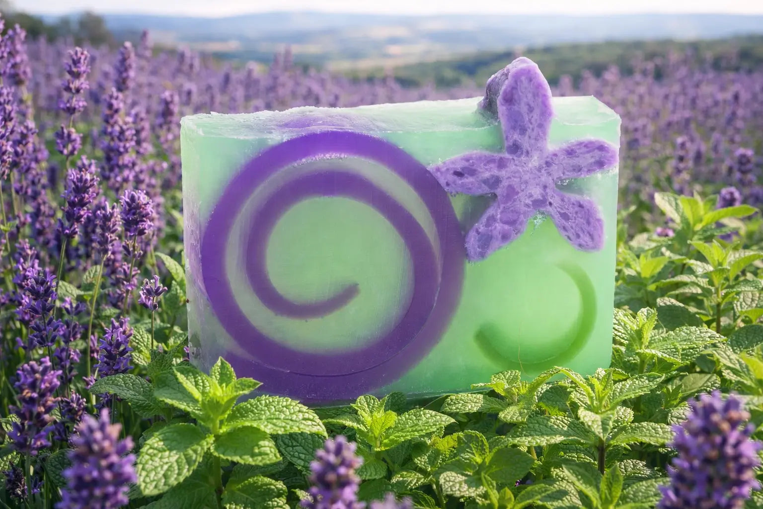 Lavender Mint Soap Slice 5.5 Oz. by Essential Journeys, natural skincare detail photo 2