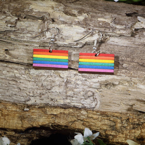 LGBTQ Pride Flag Wooden Earrings | Rainbow Pride Jewelry
