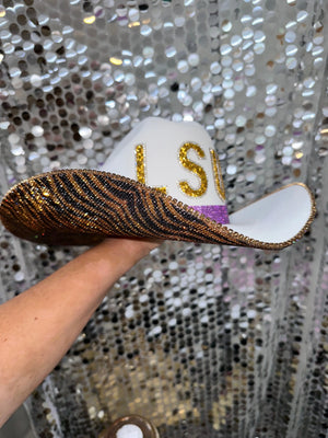LSU Tiger Print Hat by Rhinestone Cowgirl, Southern lifestyle apparel detail photo 3