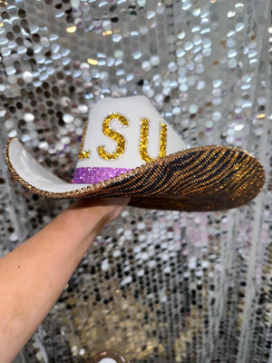LSU Tiger Print Hat by Rhinestone Cowgirl, Southern lifestyle apparel detail photo 4