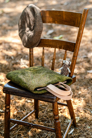 Olive Green and Natural Tan Classic Carryall handmade wool bag by Comfy Bear Home product image 3
