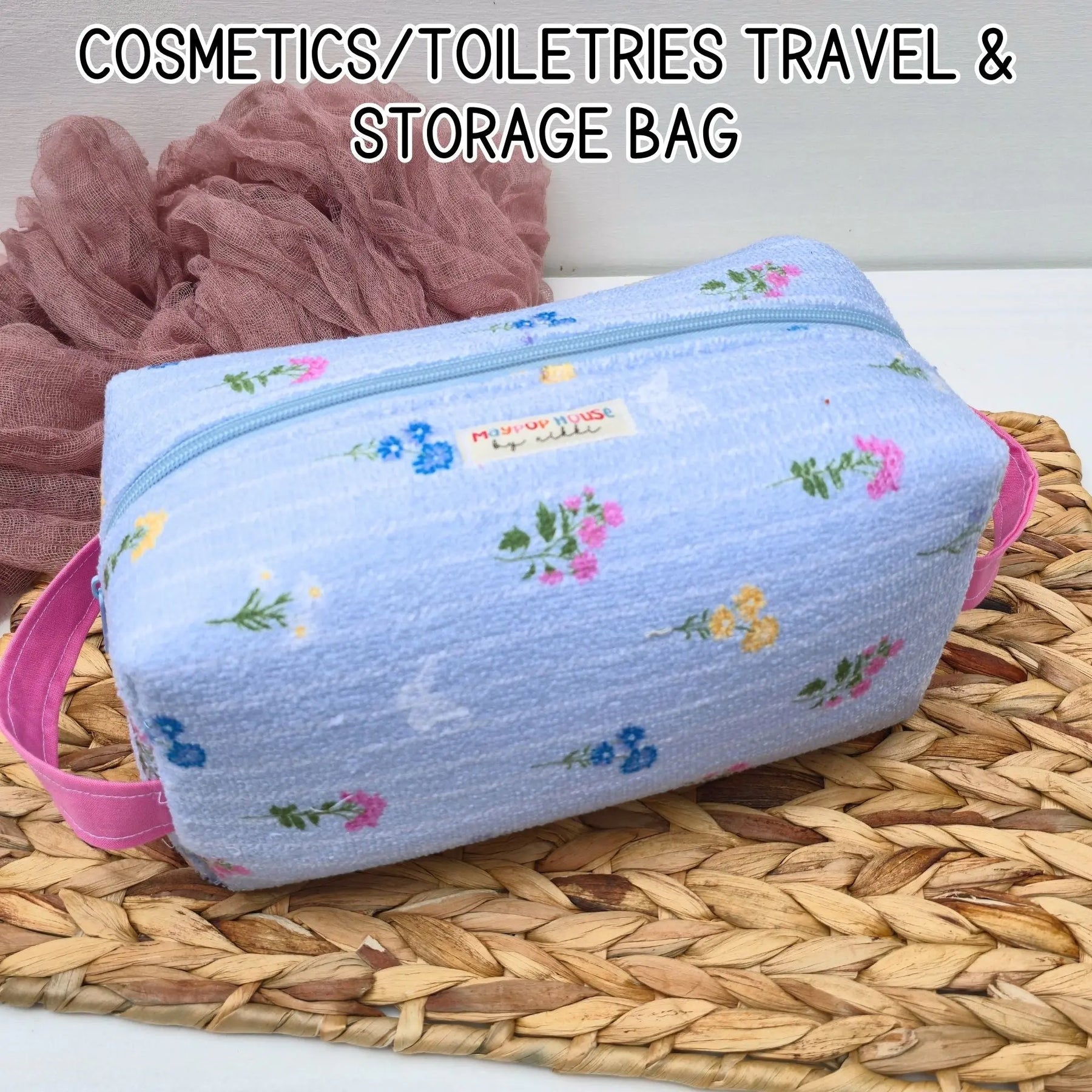 Large Floral Cosmetic Bag, Toiletry Travel Bag,