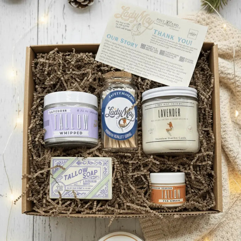 Lavender Tallow Gift Set - Premium Relaxation Bundle | Skincare, Candle & Soap The Lady May