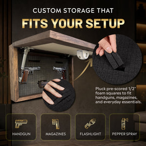 Leaping Deer Gun Concealment Furniture - Handcrafted Hidden Gun Storage Wall Decor - Hidden Safe Furniture with Magnetic Lock for Quick Access - Made in USA