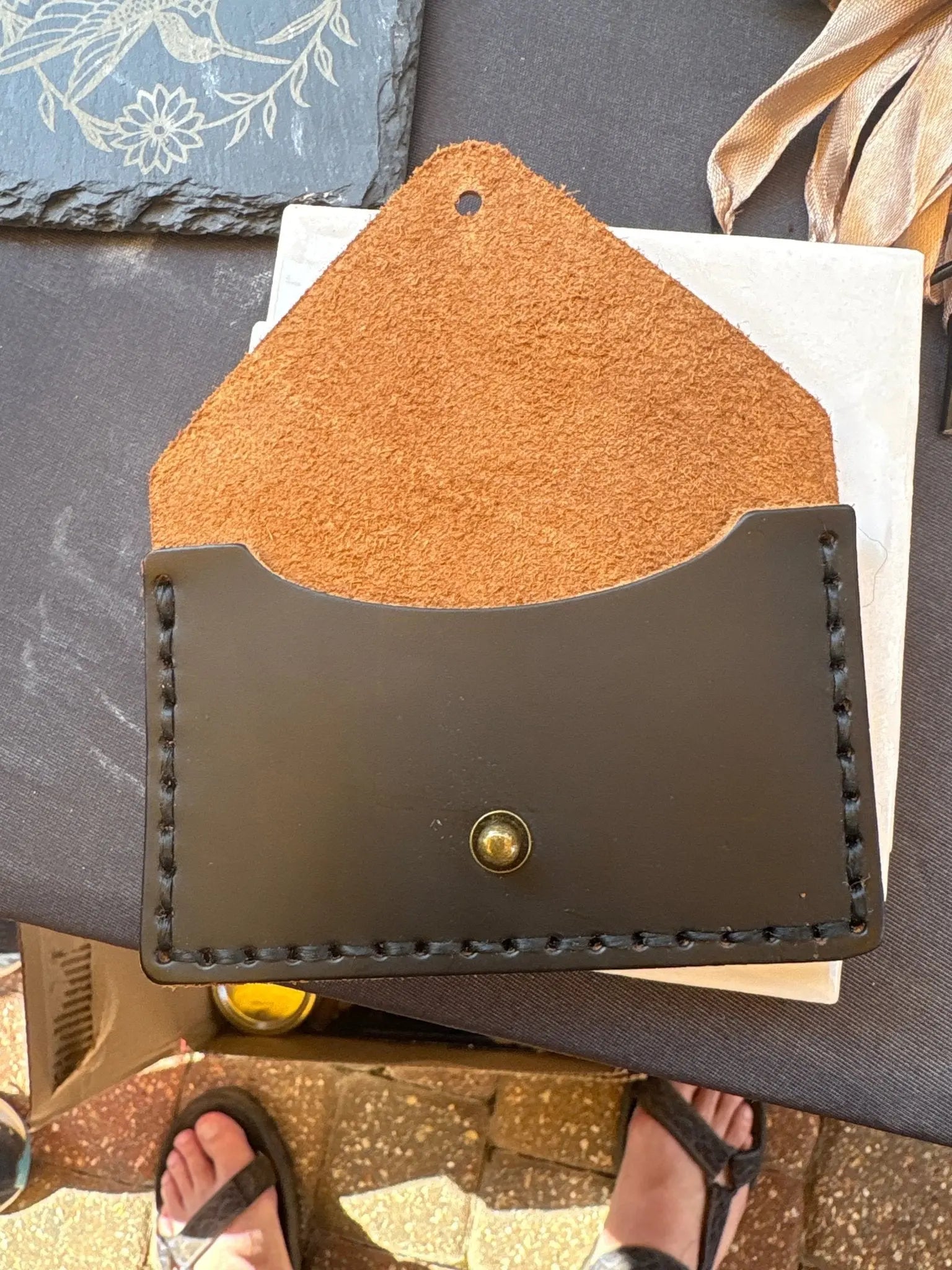 Handmade Leather Card Wallet: Minimalist Design, Double Card Slots - Mississippi Craft