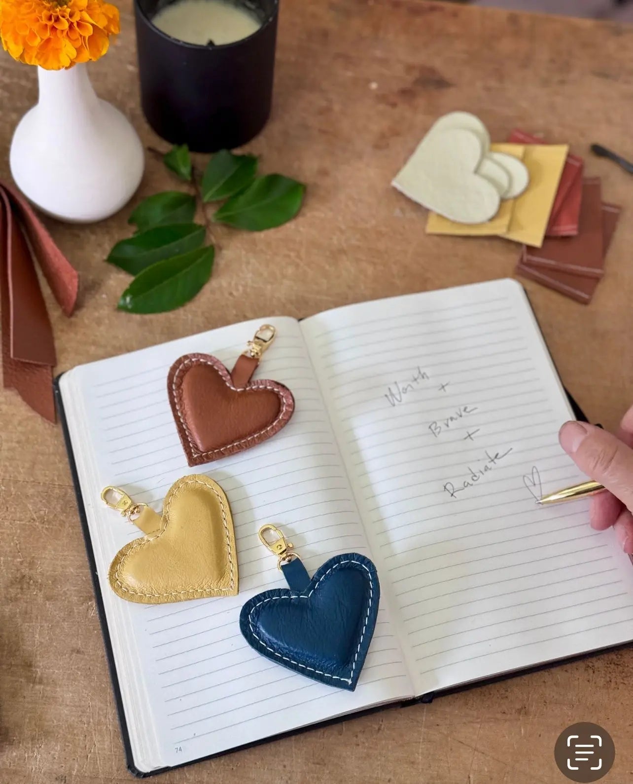 Leather Heart Charm by Feelhandmade, handmade leather goods detail photo 3