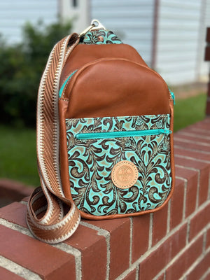 Leather Sling Bag by Kw Leatherworks, handmade leather goods main product photo