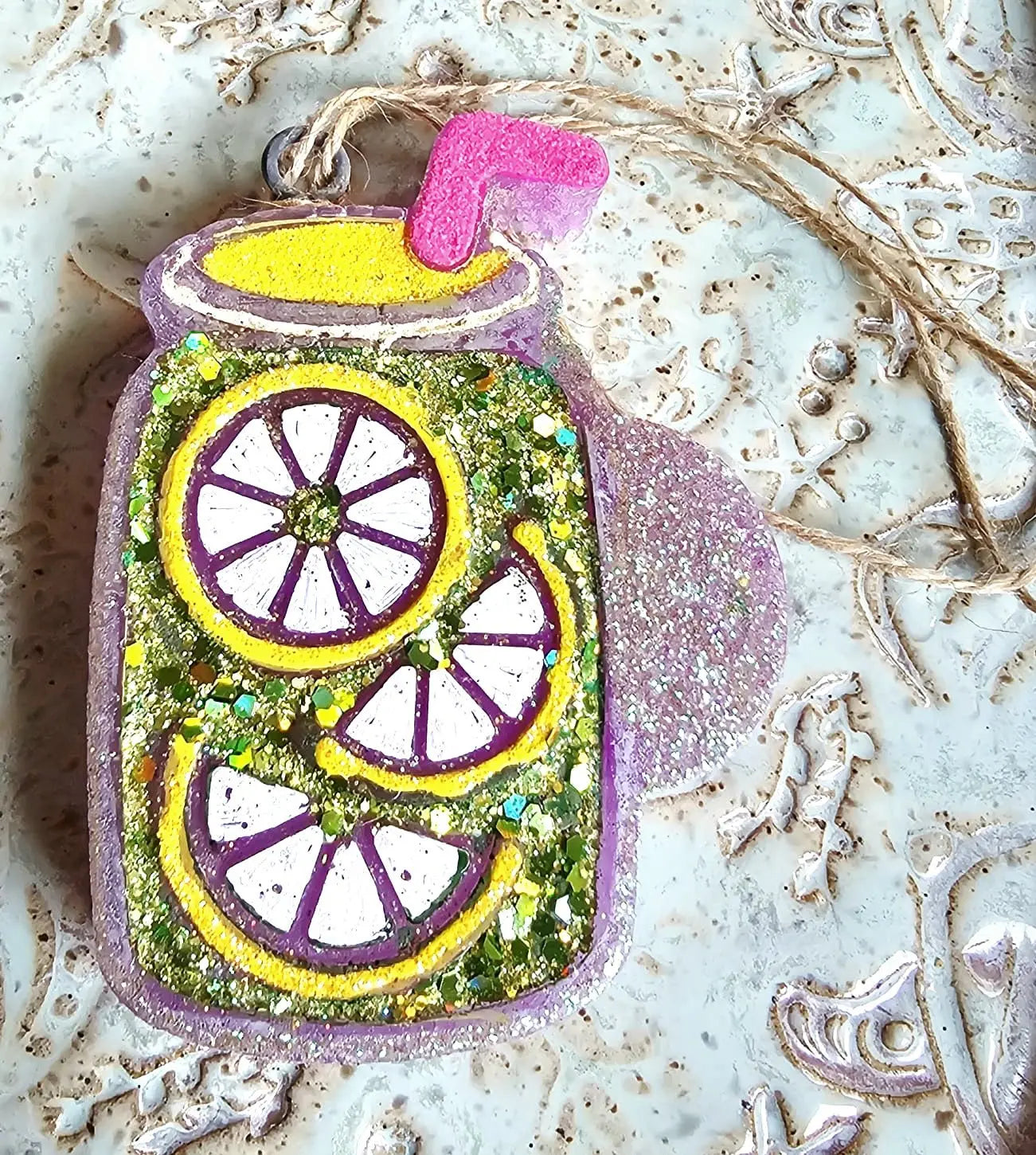 Lemonade Jar Car Freshie, Handmade Summer Aroma Bead Air Freshener by Main Street Collective