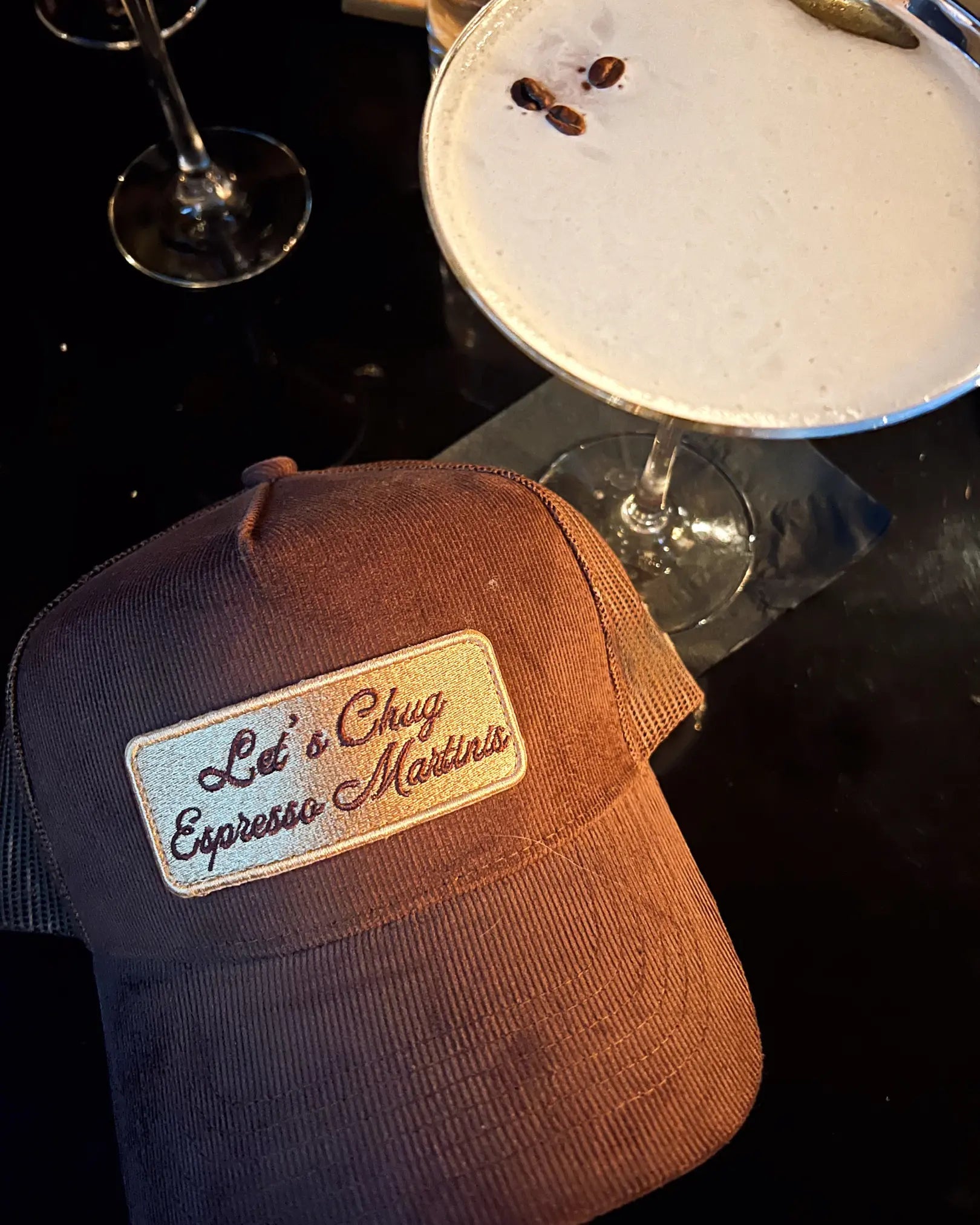 Let's Chug Espresso Martinis - Trucker Hat by KenzKustomz, Southern lifestyle apparel detail photo 4
