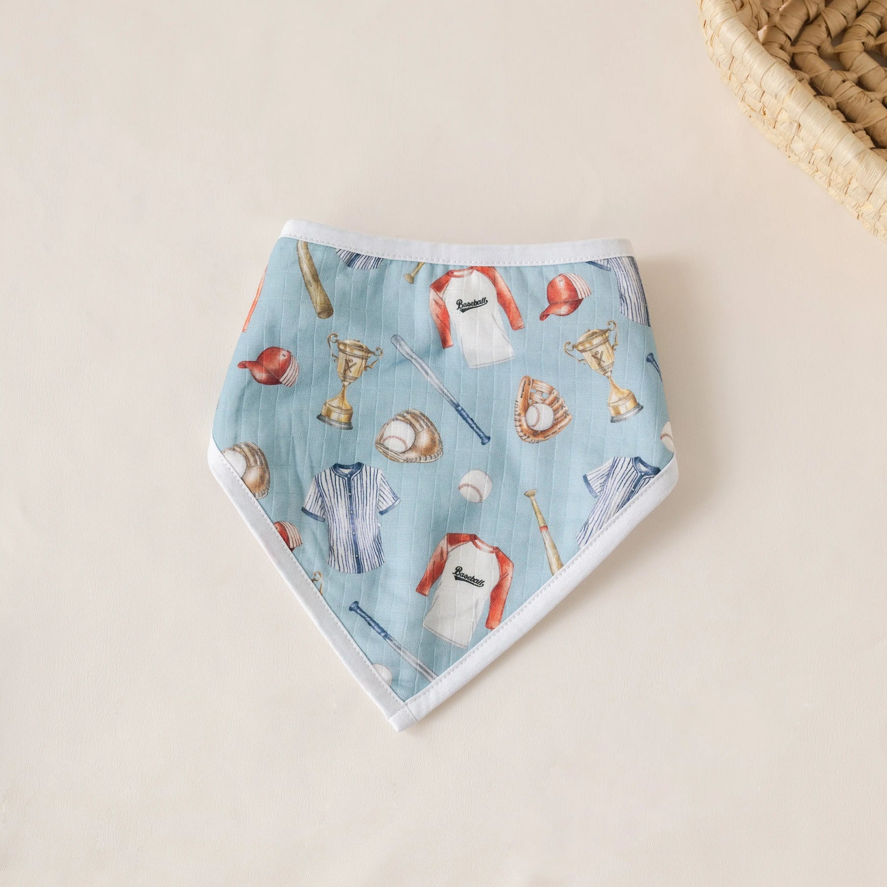 Let's Play Ball Organic Muslin Bib by Nola Tawk, children's boutique clothing main product photo
