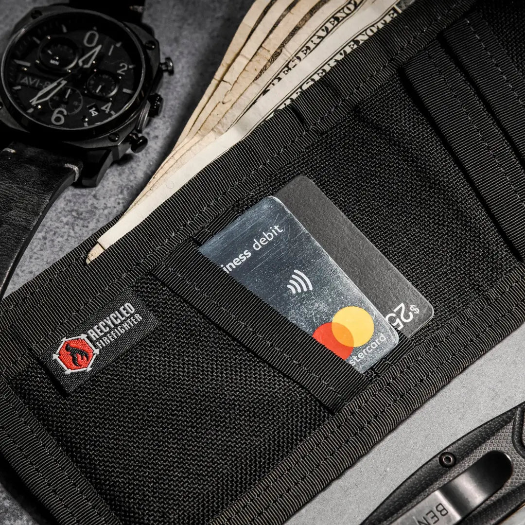 Lieutenant Wallet - Combat Leather Edition by Recycled Firefighter, handmade leather goods detail photo 2
