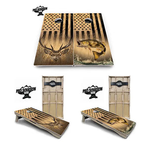 Light Wood Deer & Fish Cornhole Boards - Pro Solution Elite Series Cornhole Solutions