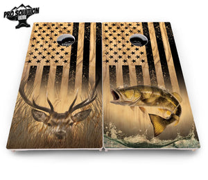 Light Wood Deer & Fish Cornhole Boards - Pro Solution Elite Series Cornhole Solutions