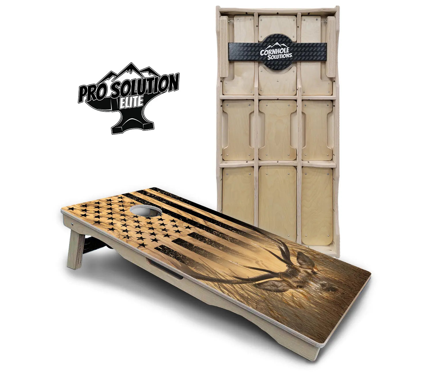 Light Wood Deer & Fish Cornhole Boards - Pro Solution Elite Series Cornhole Solutions