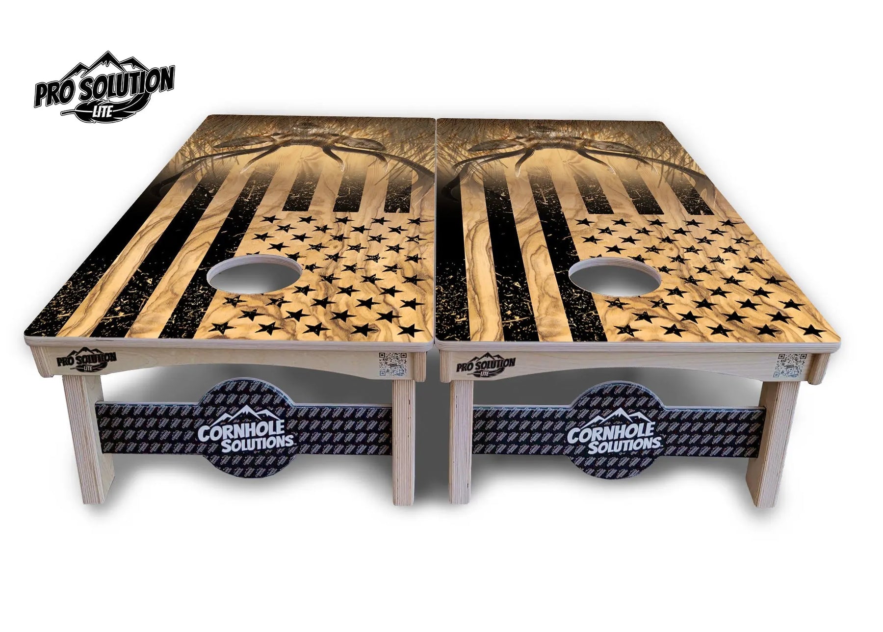 Light Wood Deer & Fish Flag Cornhole Boards - Pro Solution Lite Series by Cornhole Solutions, custom cornhole board detail photo 6