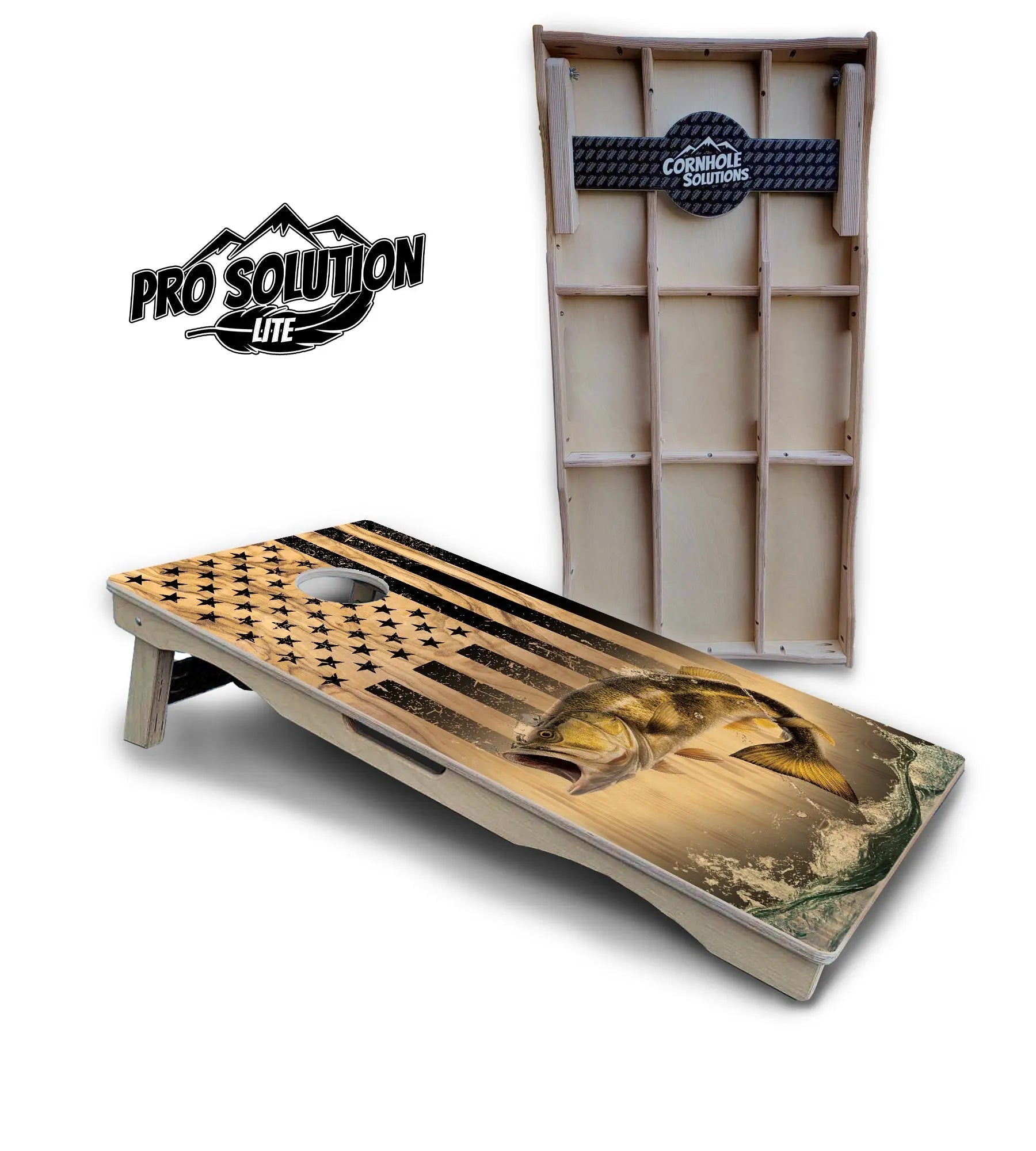Light Wood Deer & Fish Flag Cornhole Boards - Pro Solution Lite Series by Cornhole Solutions, custom cornhole board detail photo 7