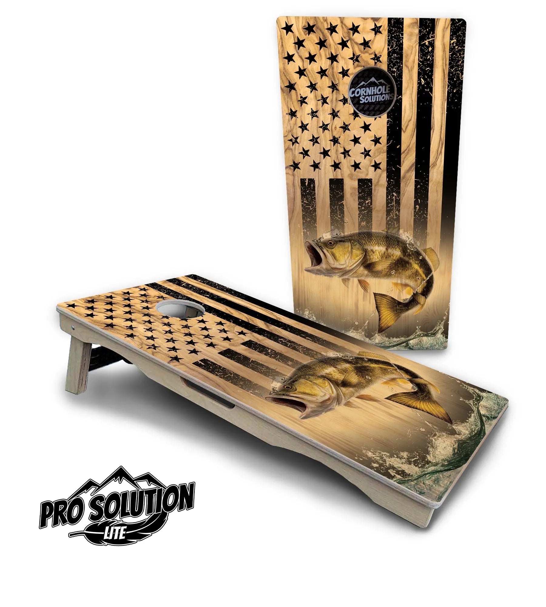 Light Wood Deer & Fish Flag Cornhole Boards - Pro Solution Lite Series by Cornhole Solutions, custom cornhole board detail photo 8