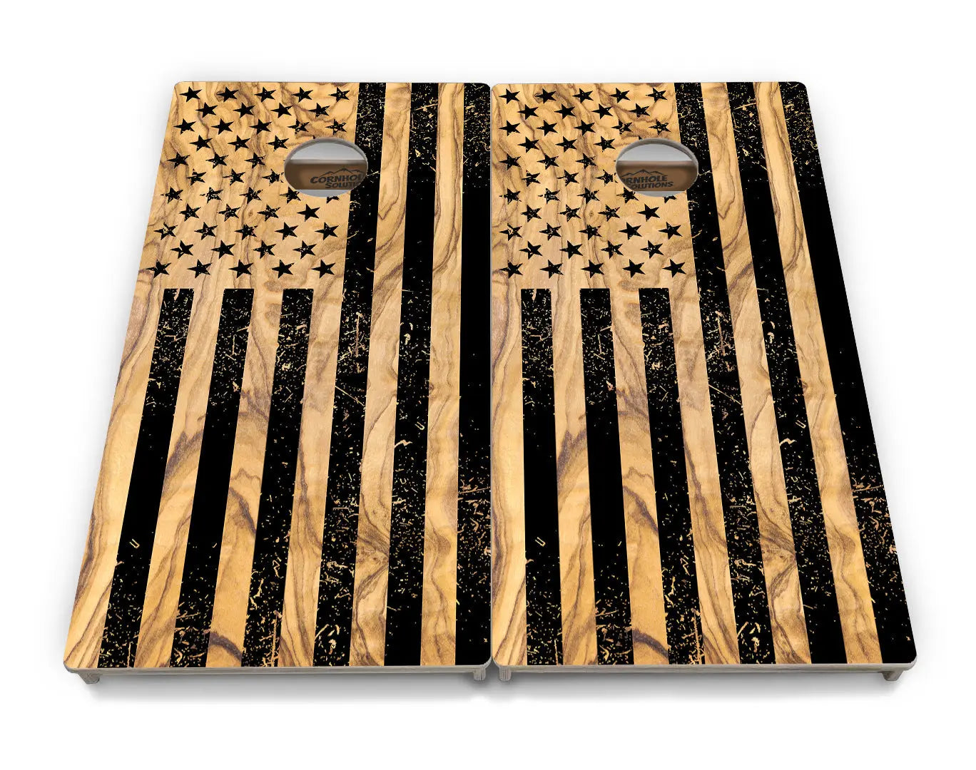 Light Wood Flag Cornhole Boards - Professional Tournament Series by Cornhole Solutions, custom cornhole board detail photo 2