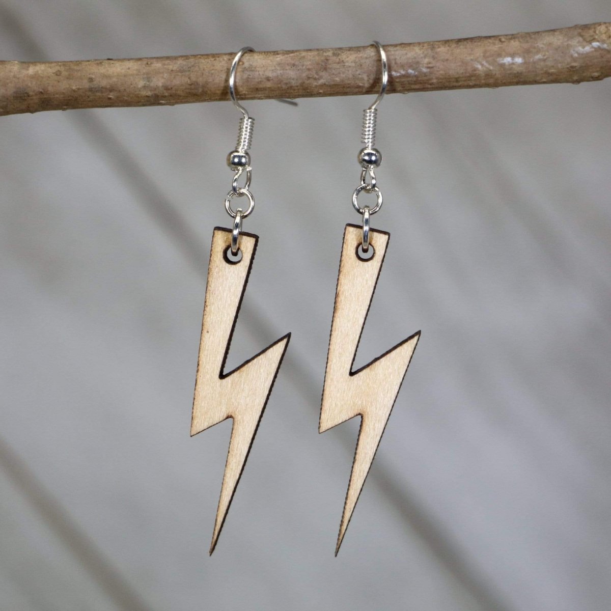Lightning Bolt Wooden Earrings | Electric Storm Jewelry