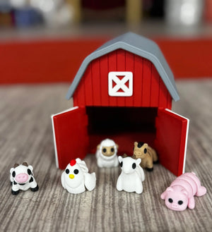 Lil Critter Barn Playhouse | 3D Printed Mini Fidget Display by Mushroom Lady Co, paper gift detail photo 3