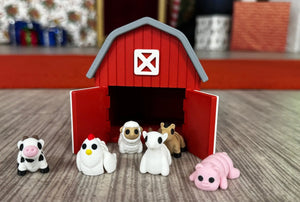 Lil Critter Barn Playhouse | 3D Printed Mini Fidget Display by Mushroom Lady Co, paper gift detail photo 5
