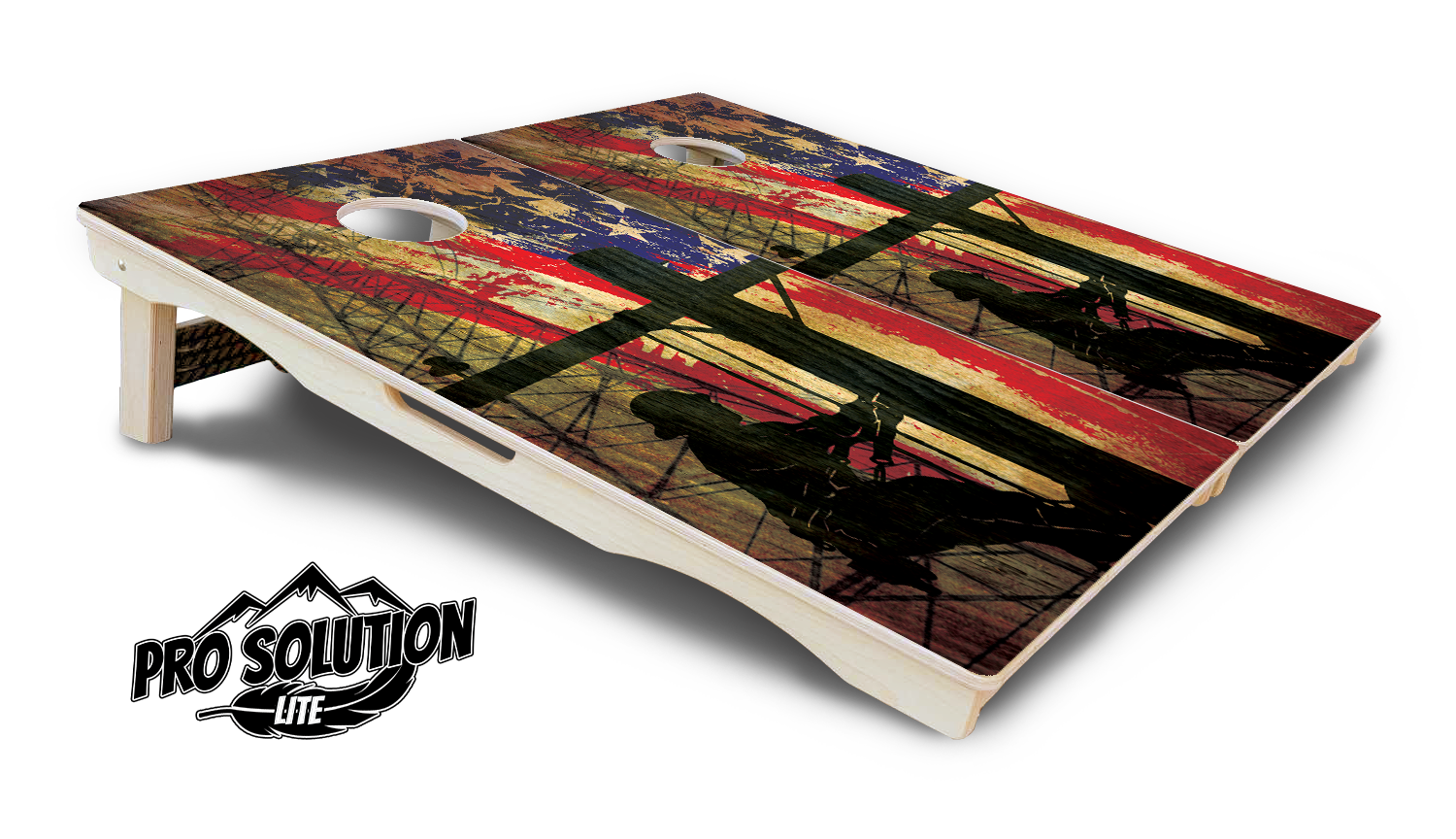 Faded Lineman Flag Cornhole Boards - Pro Solution Lite Series Cornhole Solutions