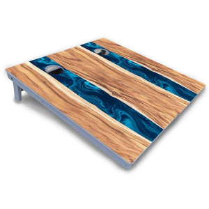 Live Edge River Cornhole Boards - All Weather Series by Cornhole Solutions, custom cornhole board detail photo 4