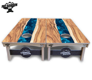 Live Edge River Cornhole Boards - Pro Solution Elite Series by Cornhole Solutions, custom cornhole board detail photo 3