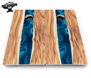 Live Edge River Cornhole Boards - Pro Solution Elite Series by Cornhole Solutions, custom cornhole board detail photo 4
