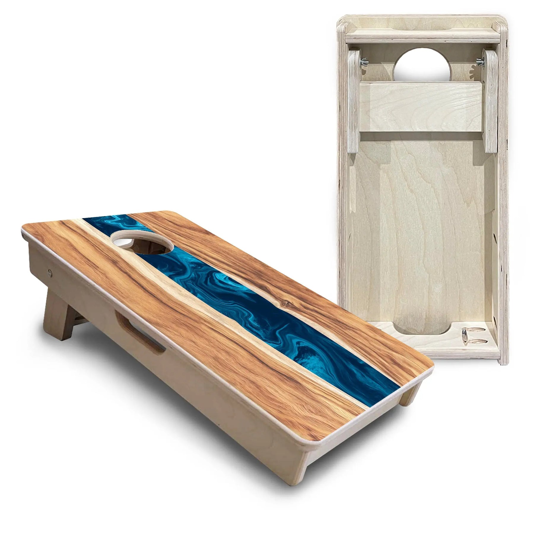 Live Edge River - Mini or Vacation Size Cornhole Boards by Cornhole Solutions, custom cornhole board detail photo 4