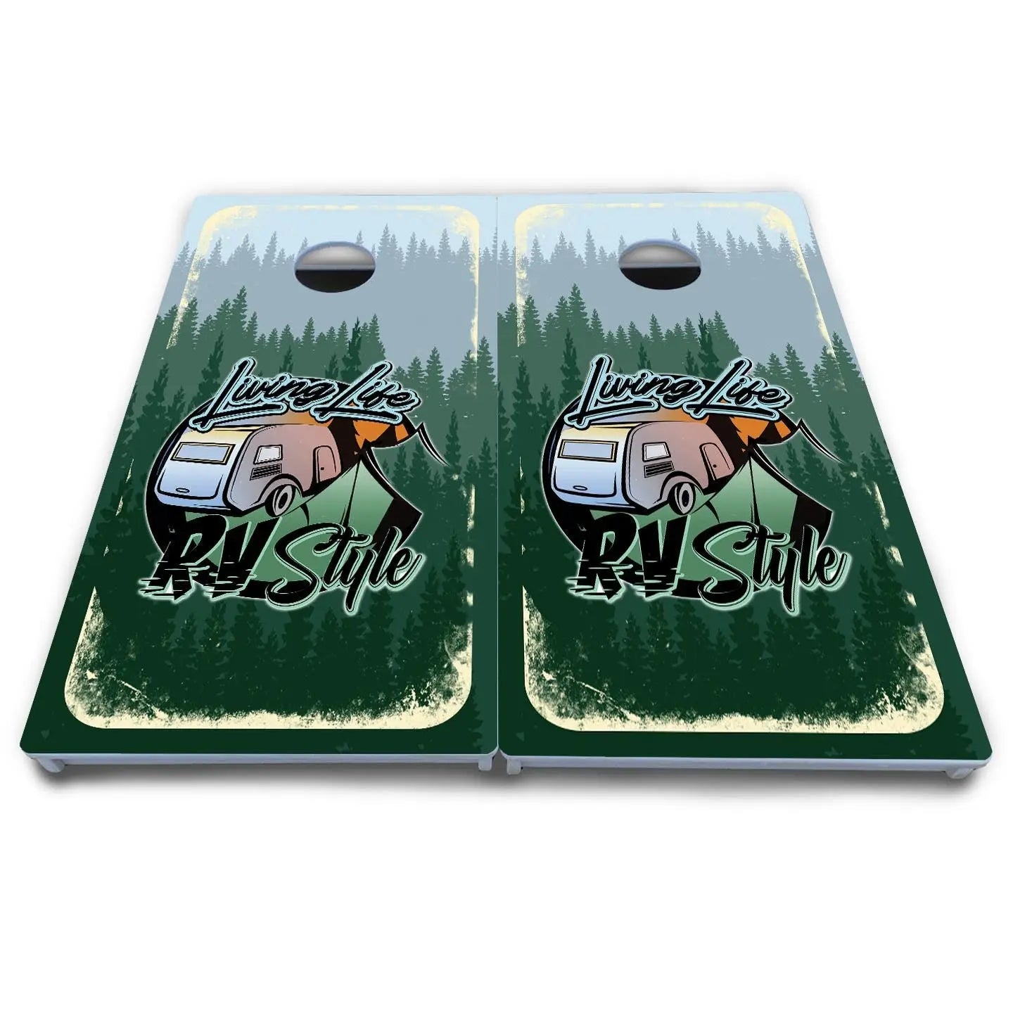 Living Life RV Style Cornhole Boards - All Weather Series by Cornhole Solutions, custom cornhole board detail photo 5