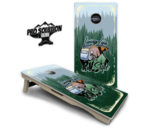 Living Life RV Style Cornhole Boards - Pro Solution Elite Series by Cornhole Solutions, custom cornhole board detail photo 2
