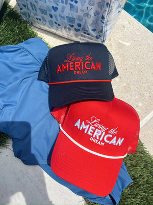 Living the American Dream - Red Vintage Trucker Hat by KenzKustomz, Southern lifestyle apparel detail photo 3