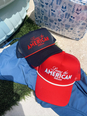 Living the American Dream - Red Vintage Trucker Hat by KenzKustomz, Southern lifestyle apparel detail photo 4