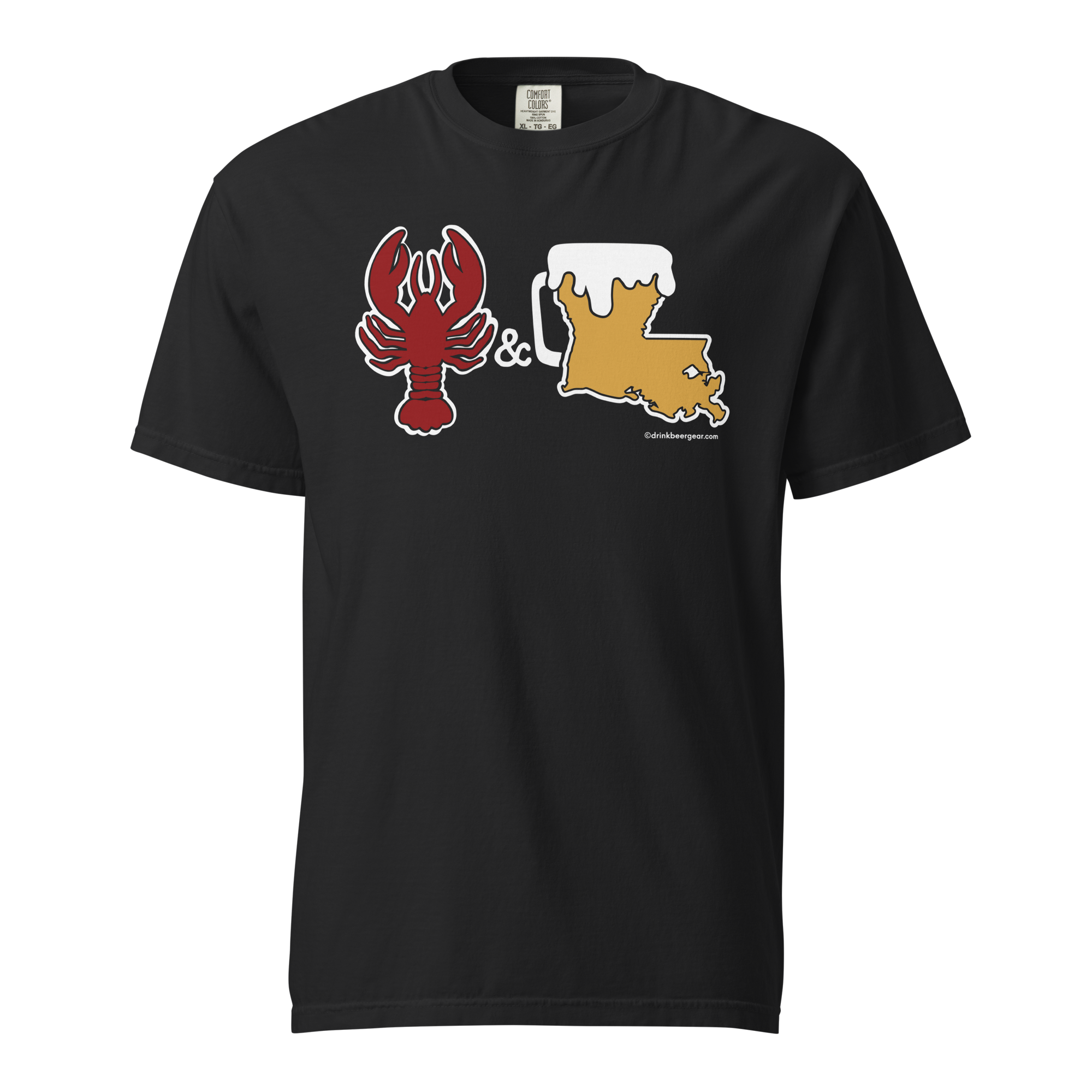 Louisiana Beer Mug Tee - Crawfish & Beer - COMFORT COLORS BRAND TEE Drink Beer Gear