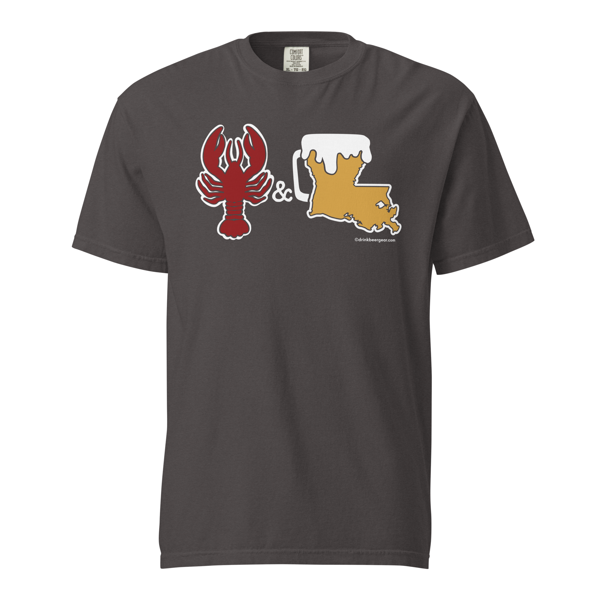 Louisiana Beer Mug Tee - Crawfish & Beer - COMFORT COLORS BRAND TEE Drink Beer Gear