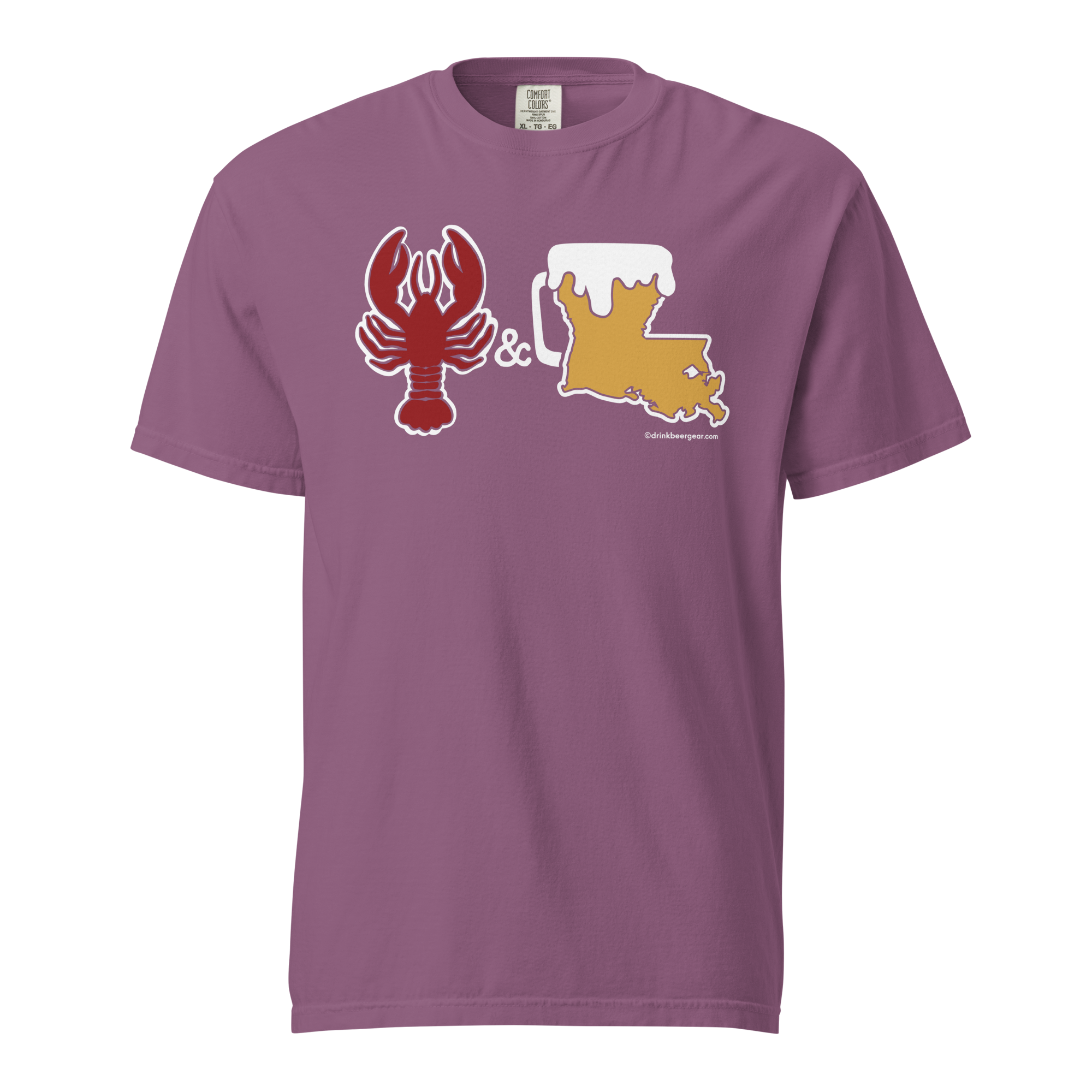 Louisiana Beer Mug Tee - Crawfish & Beer - COMFORT COLORS BRAND TEE Drink Beer Gear