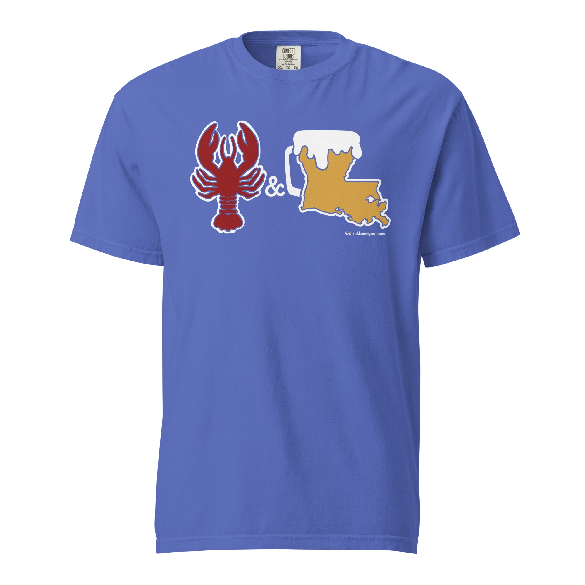 Louisiana Beer Mug Tee - Crawfish & Beer - COMFORT COLORS BRAND TEE Drink Beer Gear