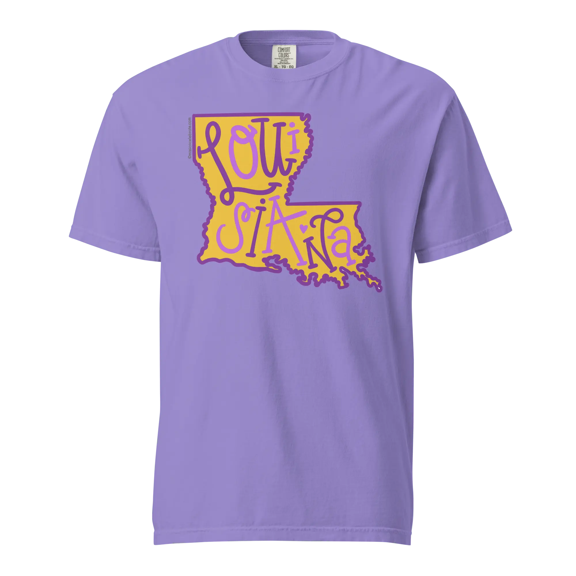 Louisiana T-shirt Purple & Gold Handlettered LSU Apparel by Leslie Gonce - Main Street Collective