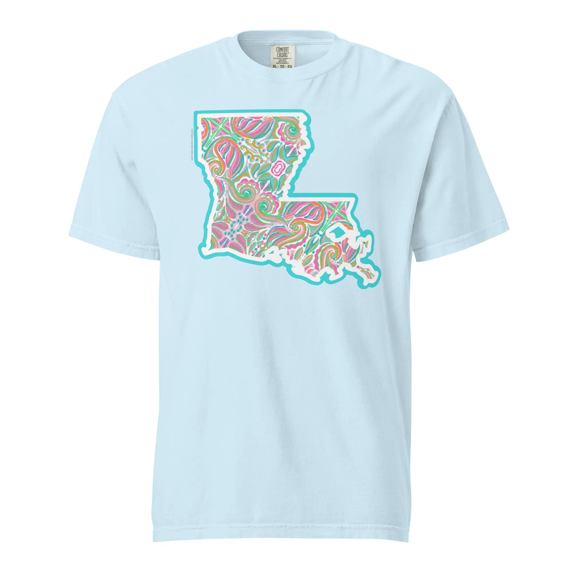 Louisiana T-shirt with Abstract Art by Leslie Gonce. Southern Artist Design, Main Street Collective