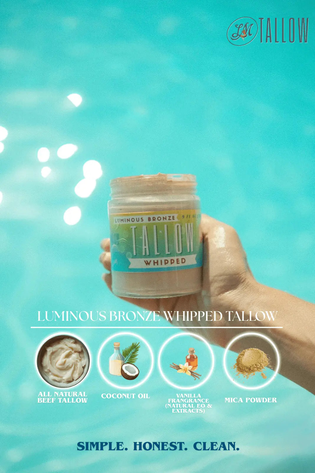 Luminous Bronze Whipped Tallow Moisturizer - Natural Bronzing Body Butter with Mica The Lady May