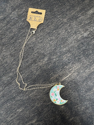 Lunar Bloom Necklace | Moon Flower Cottagecore Jewelry Gift by Mushroom Lady Co, handmade jewelry detail photo 2