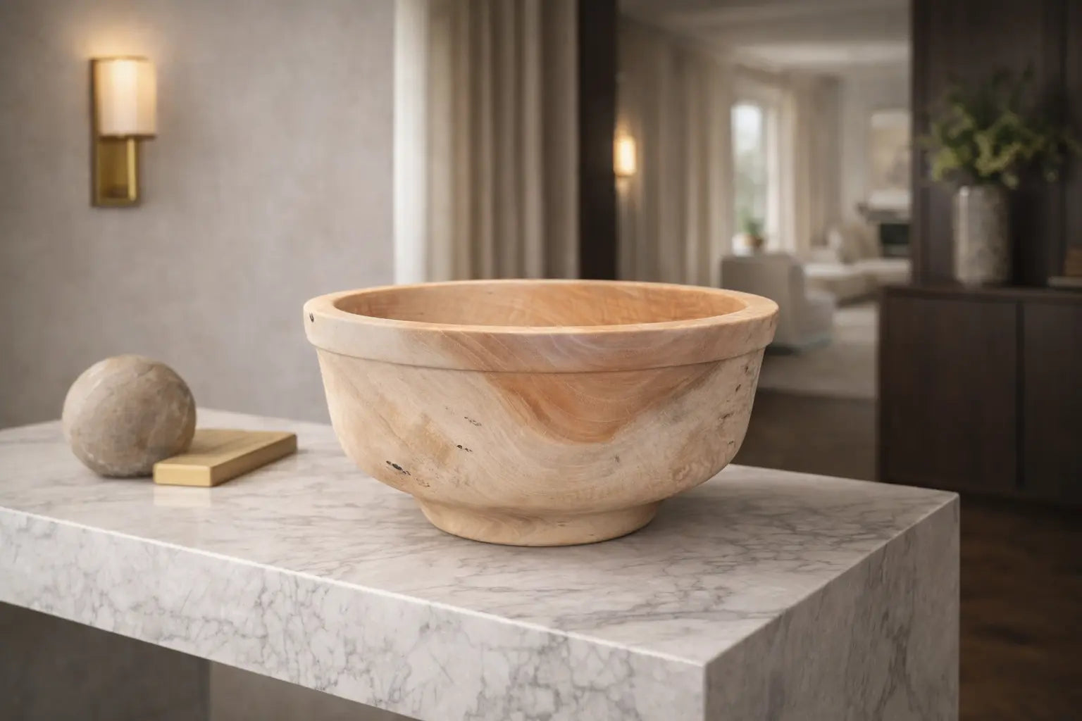 Luxury Hand Turned Pecan Wood Bowl – Sculptural Wooden Vessel with Spalted Grain, Mississippi Crafted Paw Paw’s Woodshop of Mississippi