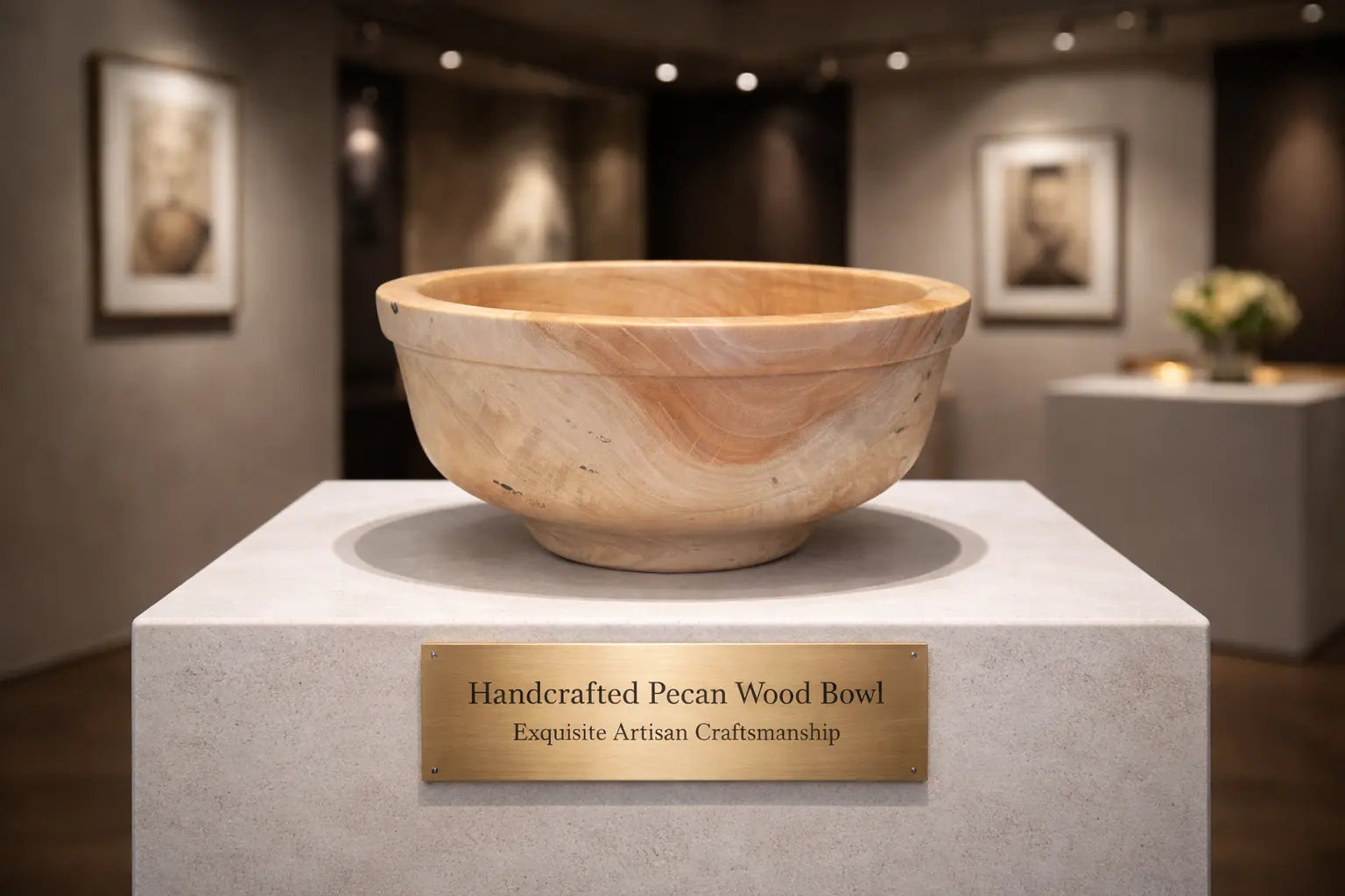 Luxury Hand Turned Pecan Wood Bowl – Sculptural Wooden Vessel with Spalted Grain, Mississippi Crafted Paw Paw’s Woodshop of Mississippi