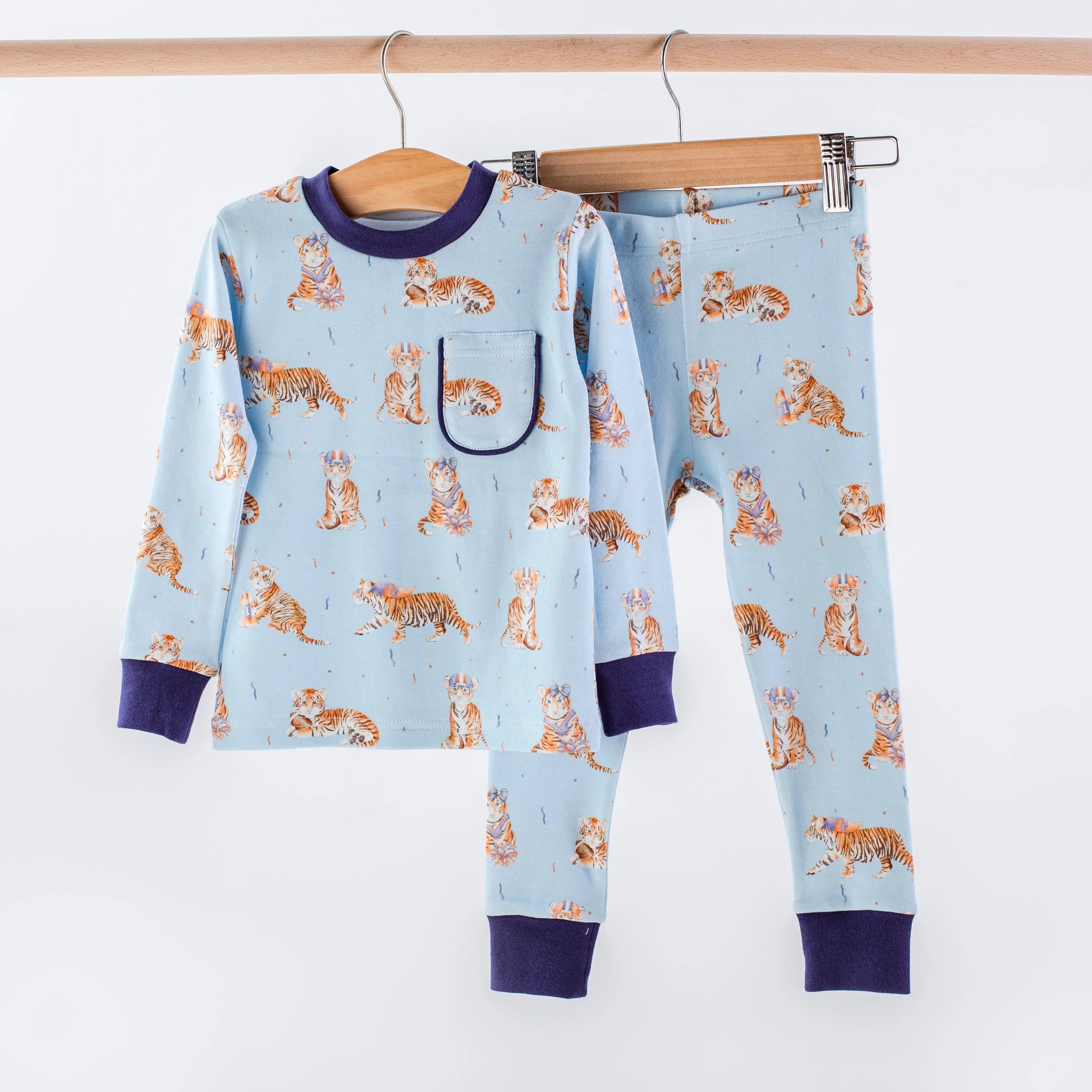 MVC: Alabama (AU Tigers) Organic Cotton Kids Pajamas (Blue) Nola Tawk