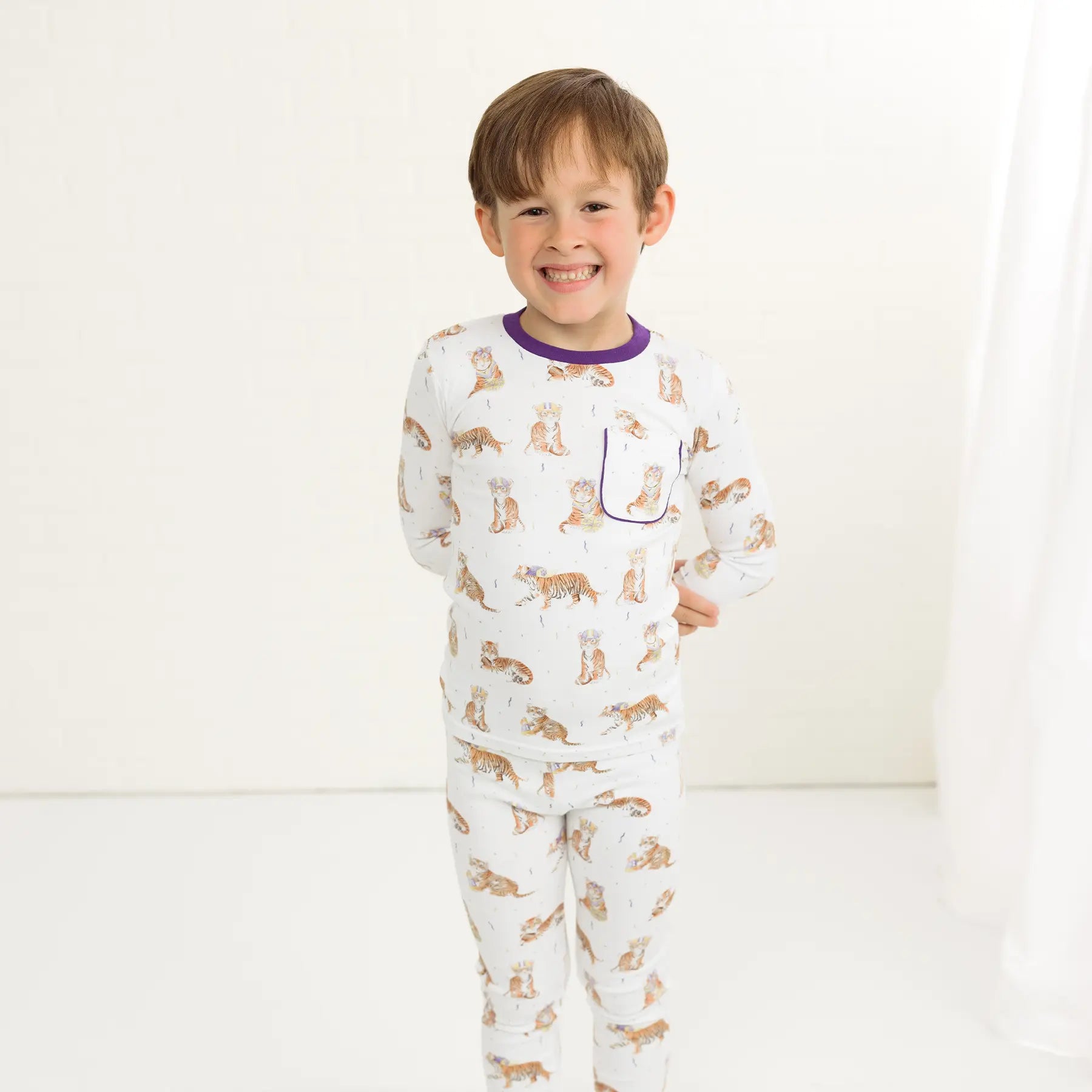 MVC: Louisiana Tigers Organic Cotton Pajama Set by Nola Tawk, Southern food gift detail photo 4