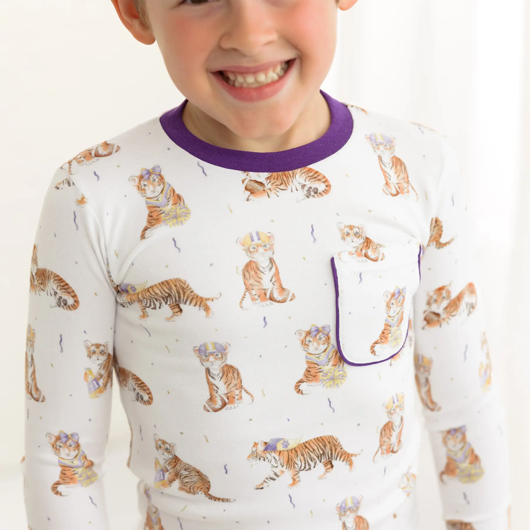 MVC: Louisiana Tigers Organic Cotton Pajama Set by Nola Tawk, Southern food gift detail photo 5