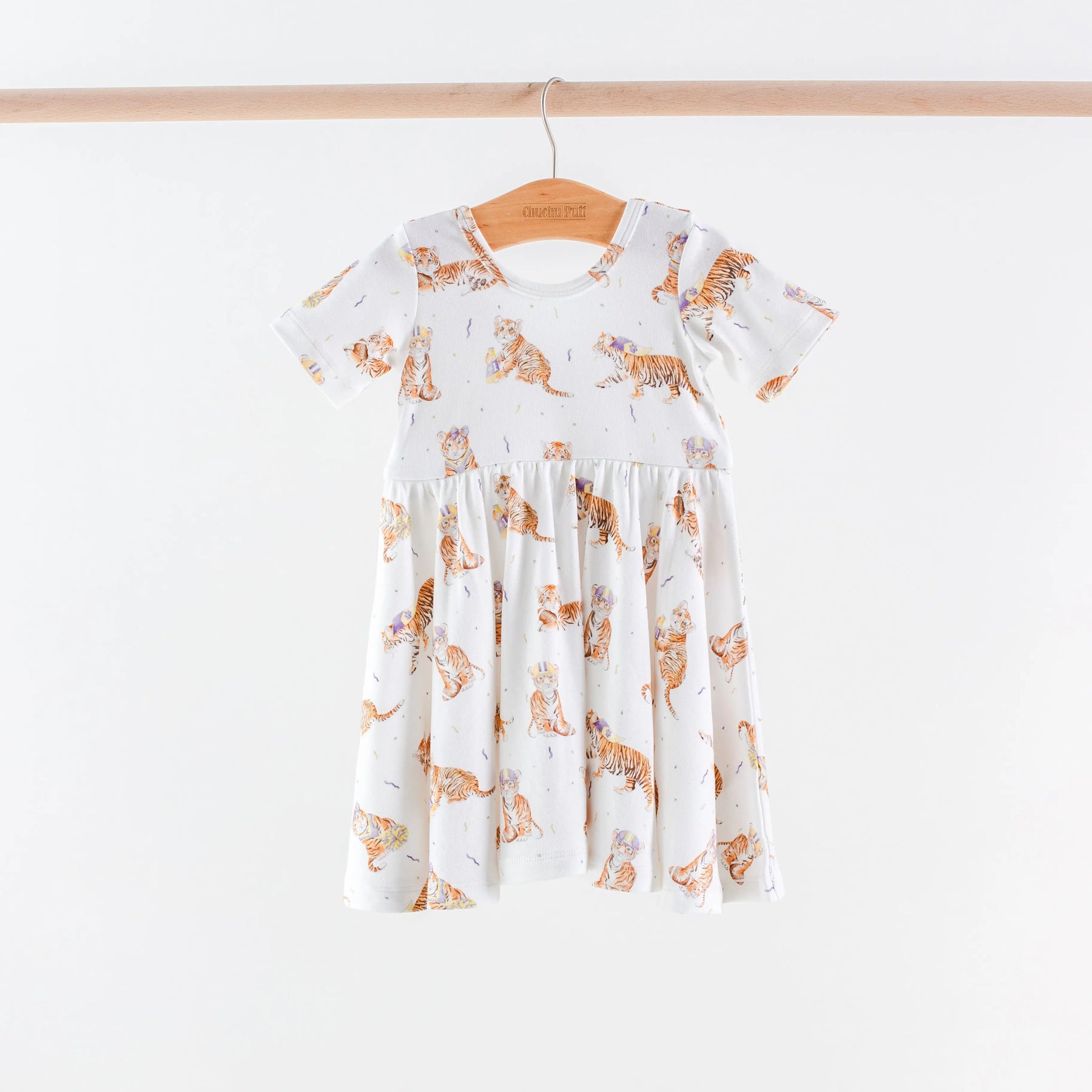MVC: Louisiana Tigers Organic Cotton Twirl Dress by Nola Tawk, Southern lifestyle apparel main product photo