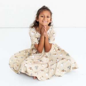 MVP: Louisiana Saints Organic Cotton Twirl Dress by Nola Tawk, Southern lifestyle apparel detail photo 2