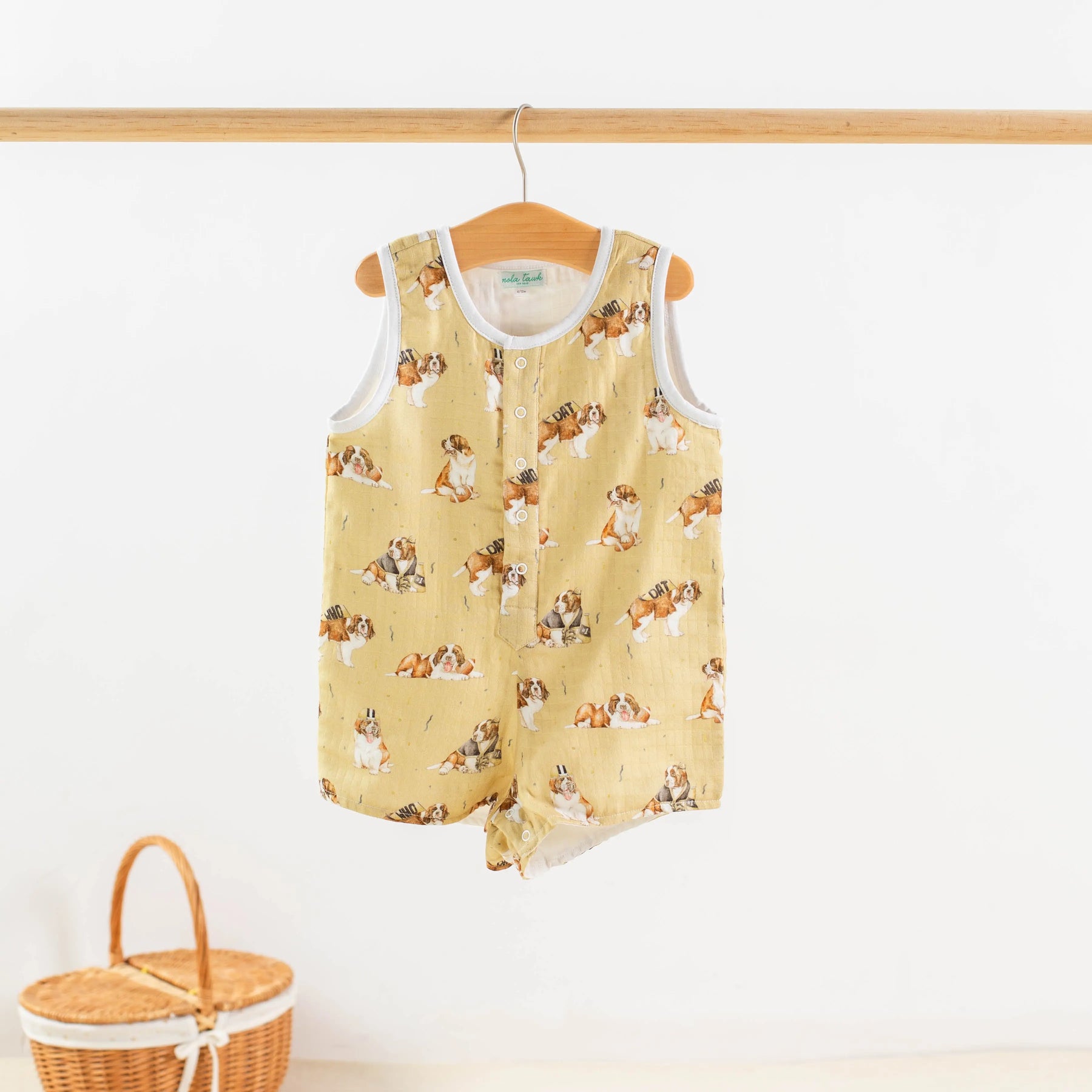 MVP: Louisiana Saints Organic Muslin Shortalls by Nola Tawk, children's boutique clothing main product photo